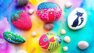 DIY Stone Art  Rock Painting Craft Ideas For Easy Home Decor [upl. by Featherstone]