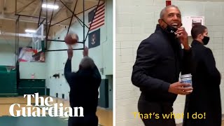 Kiss Cam Obamas caught in presidential smooch at basketball game [upl. by Fenton]