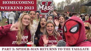 Homecoming Weekend at UMass Amherst  Part 3 SpiderMan Returns to the Tailgate  Fall 2023 [upl. by Eceirehs]