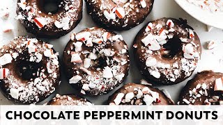 Medjool Date Chocolate Peppermint Donuts  vegan glutenfree paleo [upl. by Starinsky]