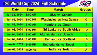 Icc Mens T20 World Cup 2024 Full Schedule and Time Table [upl. by Daniel617]