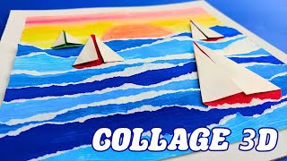 🌊⛵🎨 COLLAGE 3D MARE con ONDE e BARCHETTE  Attività Creativa per lEstate [upl. by Lydon]