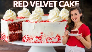 THE BEST Red Velvet Cake Recipe Moist Pretty and EASY [upl. by Kiley]