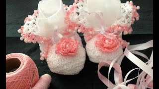 sapatinho de Crocher para BEBE Tutorial [upl. by Parlin]