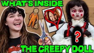 Whats Inside The Sussy Annabelle Doll Cutting Open Creepy Dolls Part [upl. by Tonina]