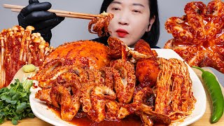 매운 쭈꾸미 꽃게찜 리얼사운드 먹방 Spicy Braised Blue Crab amp Webfoot Octopus ASMR MUKBANG EATING SOUNDS  NAJIN [upl. by Hardden963]