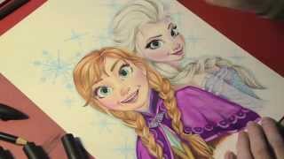 Speed Drawing ANNA and ELSA  Disneys Frozen [upl. by Ahseinad]