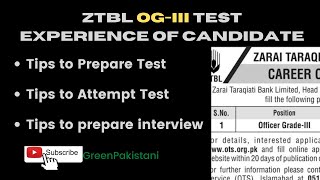 ZTBL OG 3 Test Experience of a Candidate  Tips to Prepare for ZTBL Test amp Interview [upl. by Elfont]