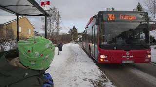 Sweden Stockholm ride with bus 704 from Prostvägen to Fruängen subway station [upl. by Lord]