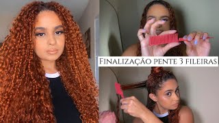 Finalizei meu cabelo com o pente 3 fileiras cachos finalização escova [upl. by Davena775]