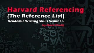 Harvard Referencing The Reference List Academic Writing Skills [upl. by Netsreik675]