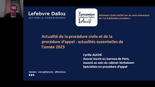 WEBINAR Procédure civile et procédure dappel  actualités essentielles de lannée 2023 [upl. by Aunson]