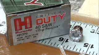 Hornady Critical Duty 175gr 40 SampW ballistic gel test [upl. by Ylrak]