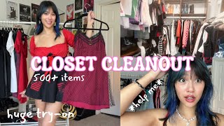 EXTREME CLOSET CLEANOUT Trying on everything in my closet part 1 [upl. by Marlyn]