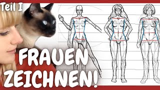 FRAUEN ZEICHNEN Lernen Weibliche Figuren zeichnen 1 zu 8 konstruieren EASY TUTORIAL für Anfänger [upl. by Eliezer779]