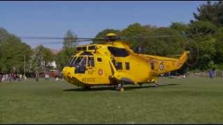 Sea King Helicopter Lands in Rock Park Barnstaple [upl. by Merriman]