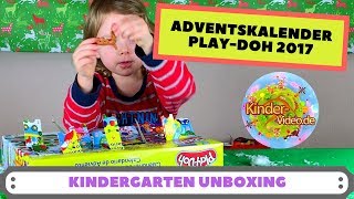 PLAYDOH Adventskalender 2017 unboxing  Kindergarten Kind öffnet alle Türchen [upl. by Annahgiel]