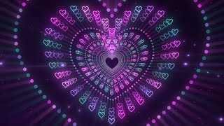 Heart Tunnel🩷💜💚Abstract Background Video LoopNeon Lights Love Heart TunnelHeart Wallpaper Video [upl. by Marley]