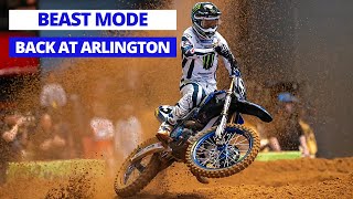 Eli Tomac quotBEAST MODEquot Jett Crash at Arlington Supercross 2024 [upl. by Joselow86]