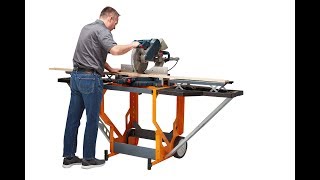 Bora® Portamate PM8000 Portacube STR™ Miter Saw Work Station  7 of Work Bench Space Stored in 31quot [upl. by Ahsetal309]