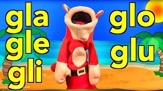 Sílabas gla gle gli glo glu  El Mono Sílabo  Canciones infantiles [upl. by Egrog295]