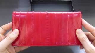 Arrow Proejcts Red Eel Skin Leather Wallet Up Close [upl. by Prosper]