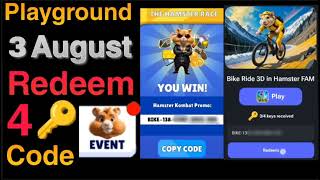 Playground Hamster Kombat 3 August Redeem Code  4 Key Redeem Codes [upl. by Arika]