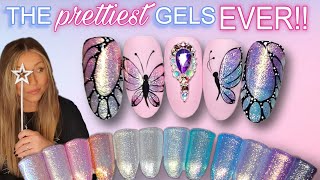 🦋 Easy Butterflies Nail Art Design  Glitter Gel Polish Ombre  Spring Summer  Butterfly Wing [upl. by Tinaret]