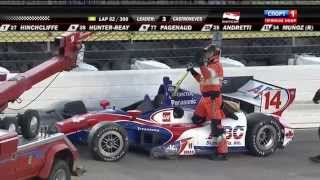 Verizon IndyCar 2014 Iowa Speedway Mikhail Aleshin and Takuma Sato Crash [upl. by Hnil726]