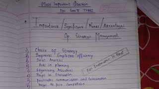 ImportanceSignificanceNeedsAdvantages of Strategic managementFull explanation in Hindi [upl. by Stander653]