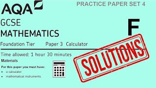 AQA GCSE Maths Foundation 8300  Practice Set 4 Paper 3 [upl. by Buyse]