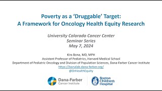 Poverty as a Druggable Target A Framework for Oncology Health Equity Research [upl. by Whitnell]