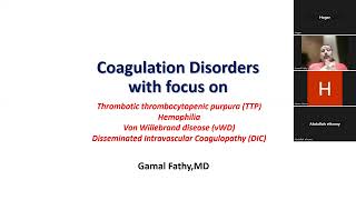 Coagulation Disorders by Dr Gamal Fathy part 1 [upl. by Lanita428]