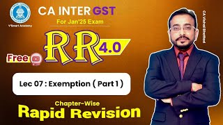 🚀07 GST IDT Revision  Exemption Part 1  CA amp CMA Inter IDT  CA Vishal Bhattad  Sept24 amp Jan25 [upl. by Aztiram832]