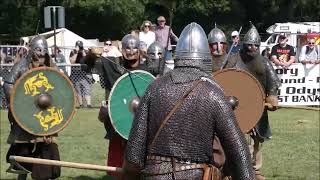 Viking reenactors in a best of 5 series of minibattles  at Military Odyssey 2024 [upl. by Sardse328]