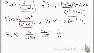 absolute max and min problem with no endpoints [upl. by Auqinal]