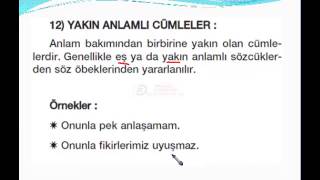 8 Cümlede Anlam Yakın anlamlı cümleler [upl. by Nicolina]