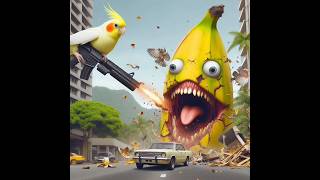 a cockatiel destroy banana monster cockatielbird cockatiel [upl. by Zelig]