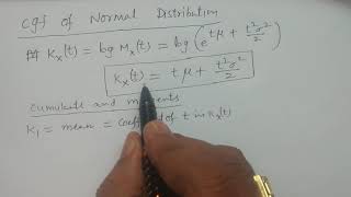 cgf of Normal distribution Cumulants and Moments of Normal distribution  BSc Statistics [upl. by Suruat]