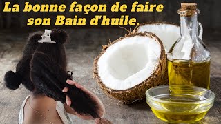 Comment je fais mon bain dhuile à lhuile de coco  Cheveux secscrépusfrisés [upl. by Pressey]