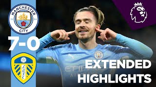 EXTENDED MAN CITY HIGHLIGHTS  Man City 70 Leeds  Foden Grealish De Bruyne Mahrez Stones Ake [upl. by Idoux]