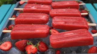 Paletas de fresa o frutilla sin azúcar  Recetas de Laylita [upl. by Cletis]