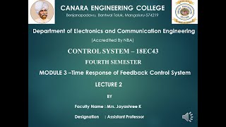 VTU CS 18EC43 M3 L2 Time Response Specifications of Second Order System [upl. by Arielle411]