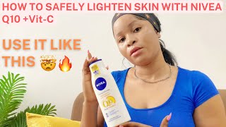 HOW TO LIGHTEN YOUR SKIN USING NIVEA Q10 PLUS VITAMIN C LOTION My honest review😍🤯🔥 nivealotion [upl. by Nirej]