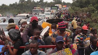 DR Congo volcano Thousands flee amid second eruption warning [upl. by Terryl]