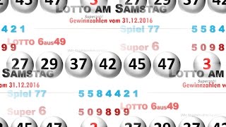 Lotto Samstag Lottozahlen Ziehung vom 31122016 Silvester [upl. by Vahe102]