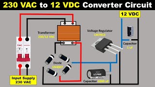 230 VAC to Pure 12 VDC Converter using Transformer diode amp Capacitor ElectricalTechnician [upl. by Ettennat506]