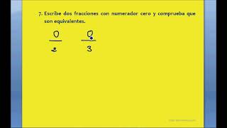 Clase 28  Ejercicio 7 Comprobar equivalencia de fracciones de numerador 0 CURSO DE FRACCIONES [upl. by Hayse]