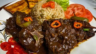 Stewed Oxtail Rice amp Peas Sweet Plantains full meal recipe Sunday’s Dinner [upl. by Balas]