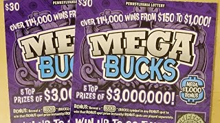 NEW JUNE 2024 PA LOTTERY 30 TICKET MEGA BUCKS palottery scratch lottery win winner scratching [upl. by Introk]